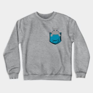 Pocket hippo with surfinghippos written on bottom Crewneck Sweatshirt